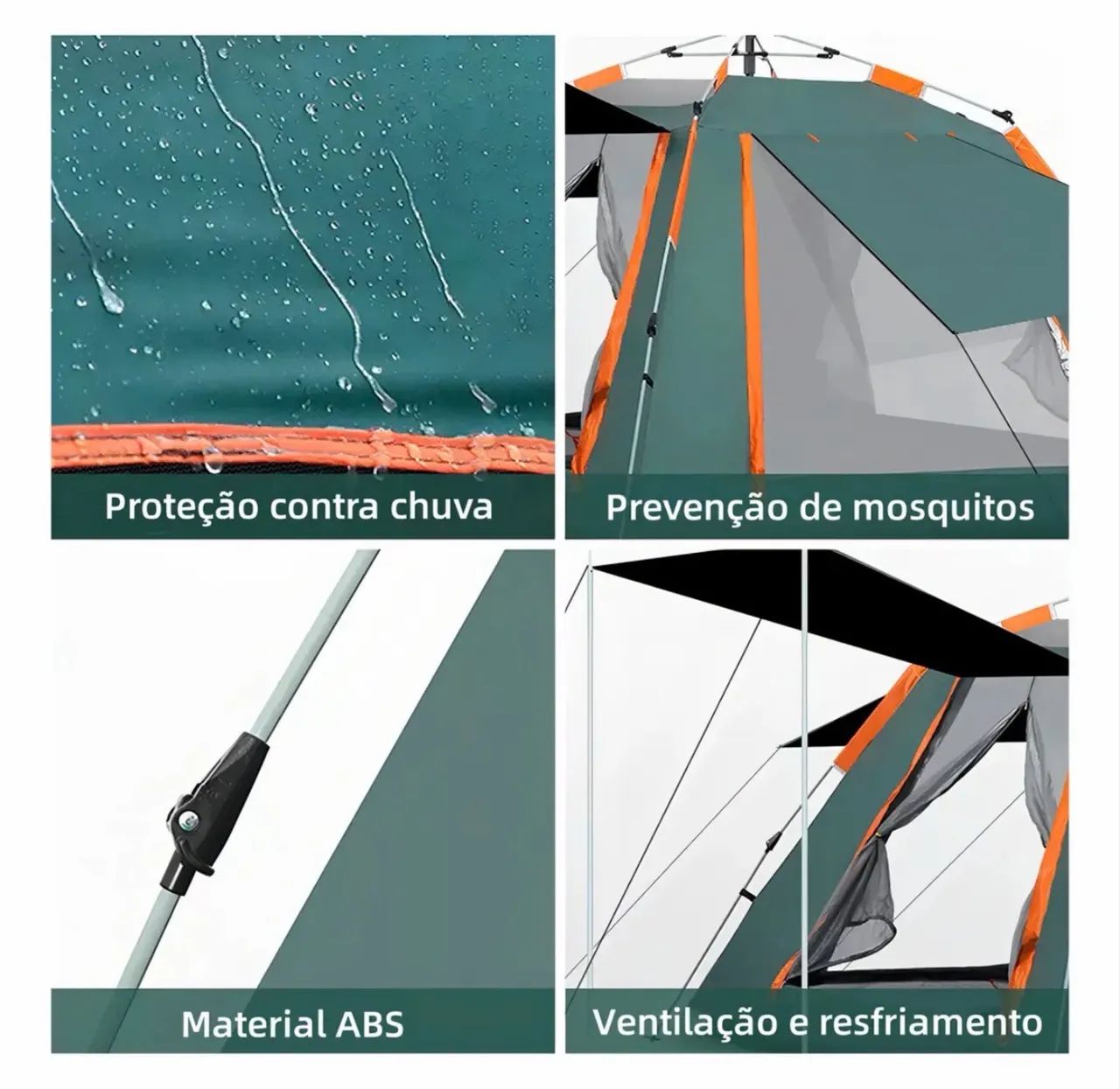 Barraca Camping Joyfox Instantânea 3-4 Pessoas Automática Verde UPF50+ - Foto 4