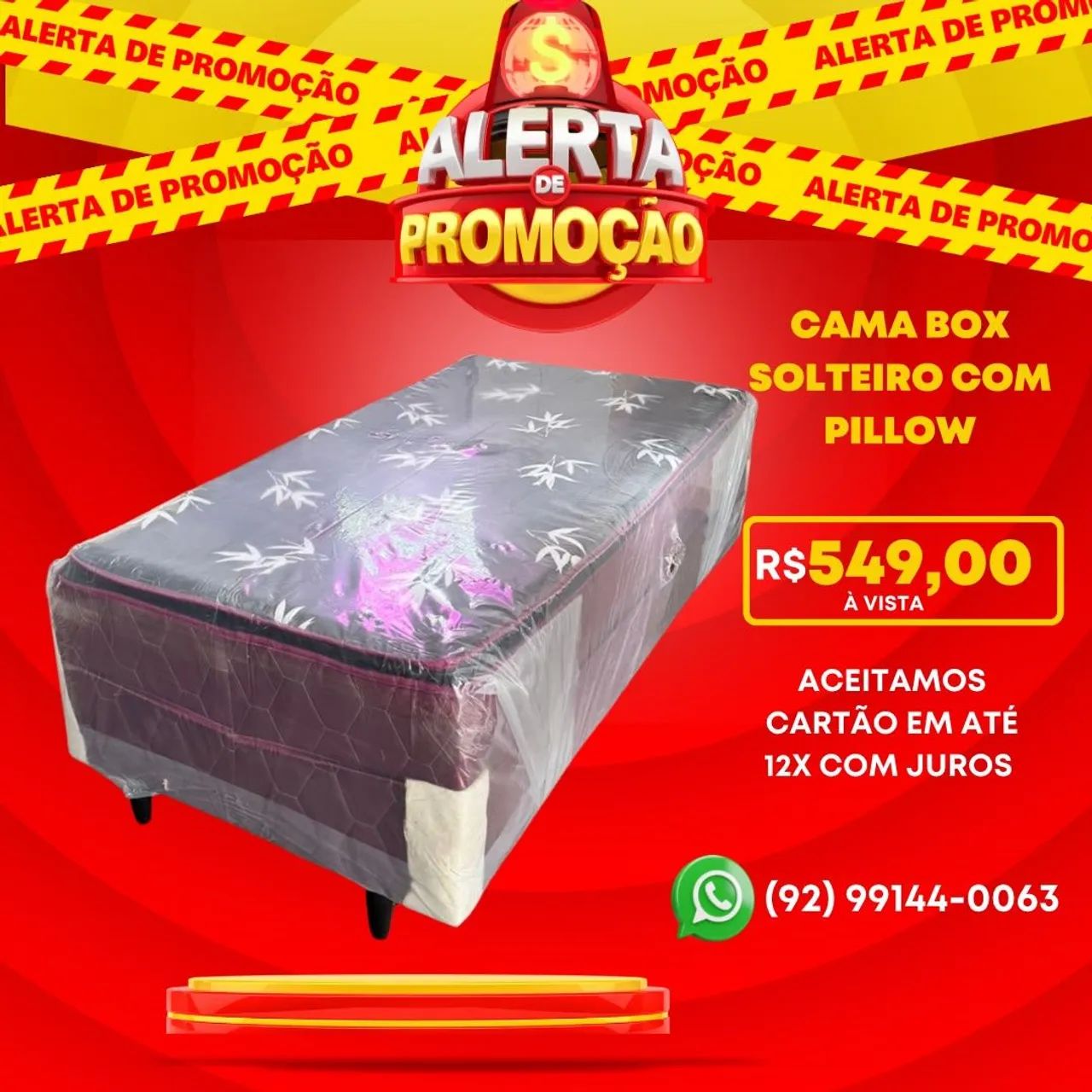 Cama Box solteiro com pillow top 