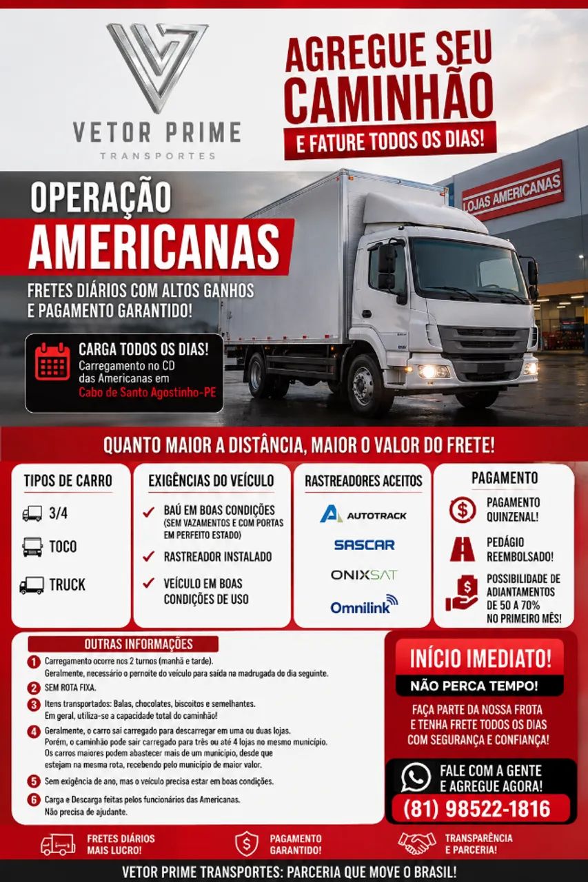 AGREGAMOS 3/4, TOCO E TRUCK