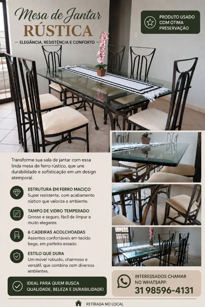 Mesa de jantar 6 cadeiras 