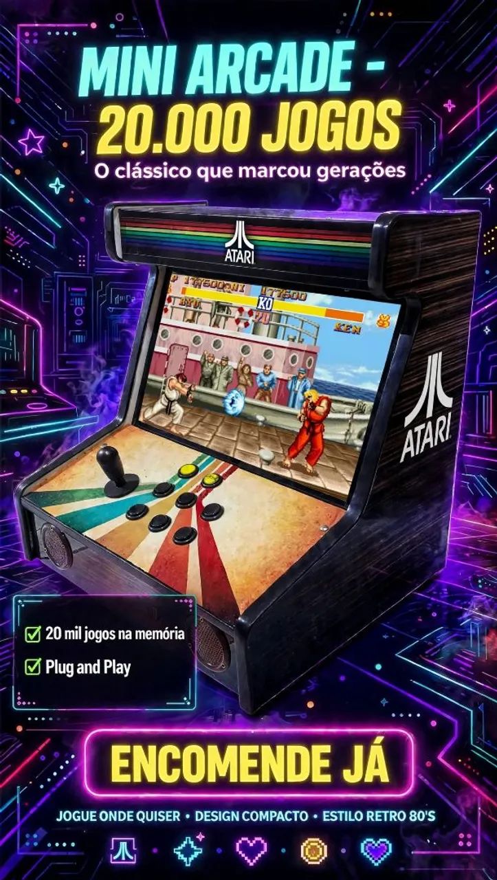 Mini Arcade Multijogos 19 polegadas - Foto 4