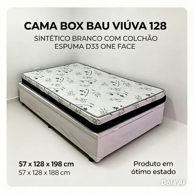 CAMA BOX VIÚVA COM COLCHÃO
