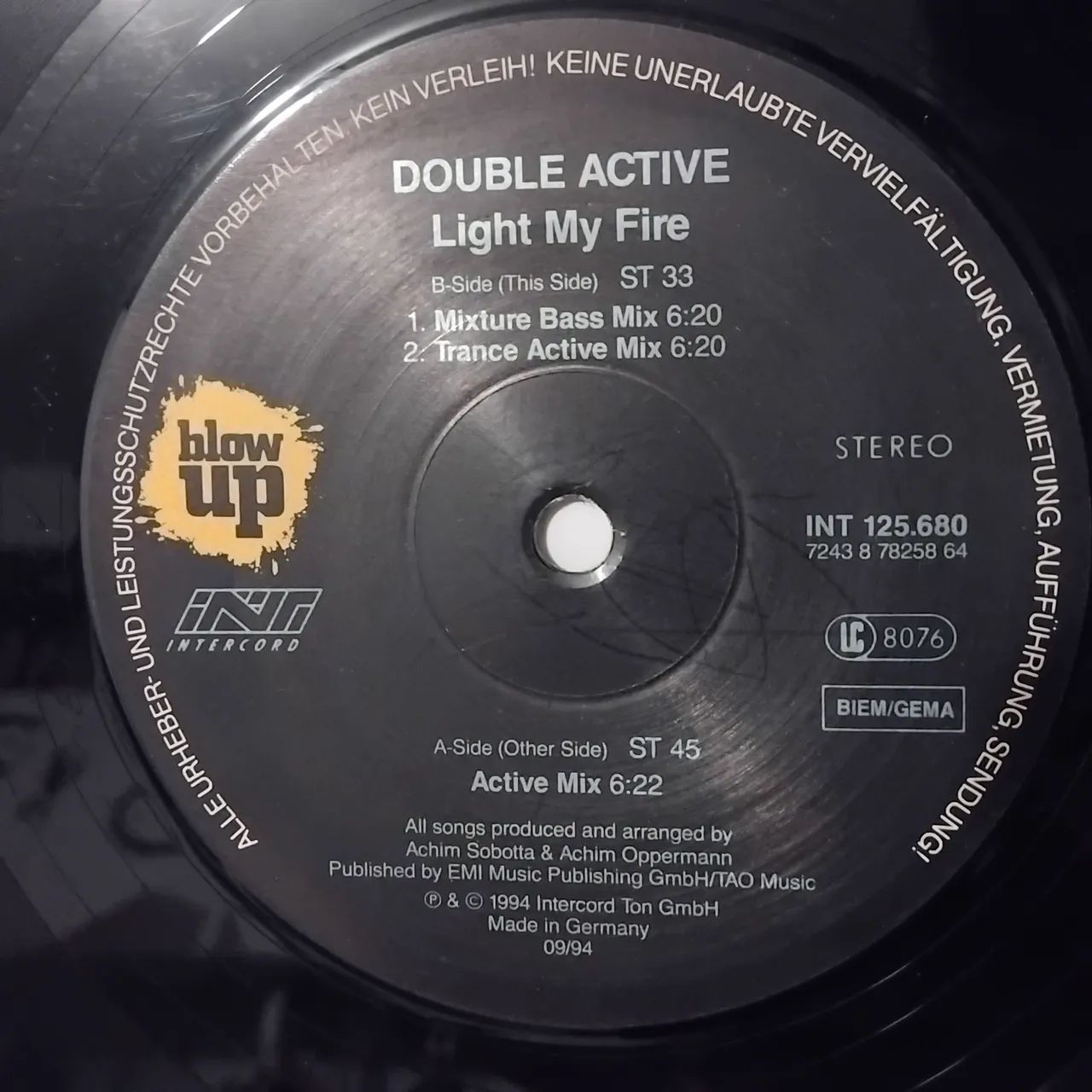 LP Disco de Vinil Single Double Active - Light My Fire Eurodance anos 90 importado  - Foto 5