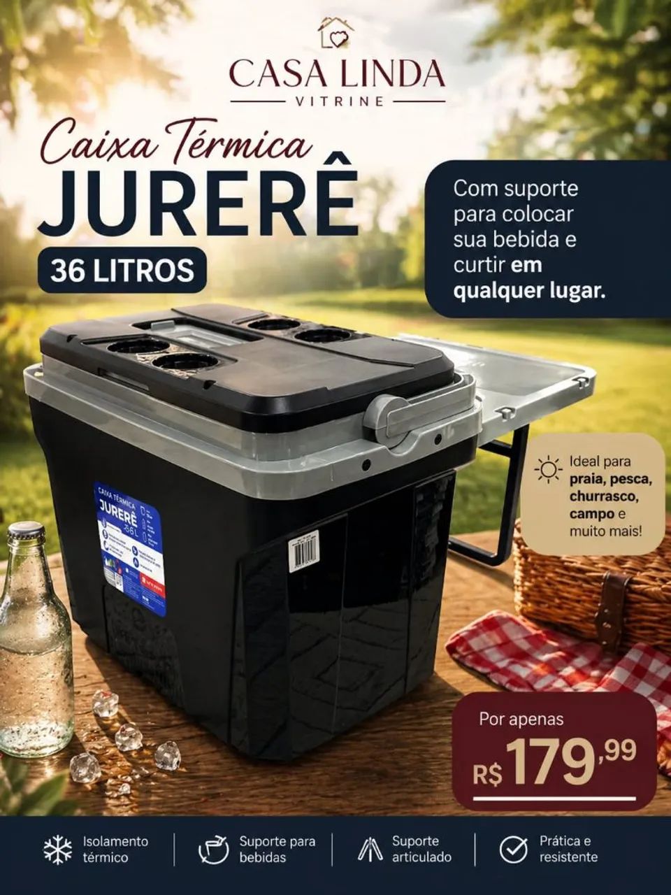 Caixa térmica 36  com suporte - Foto 3