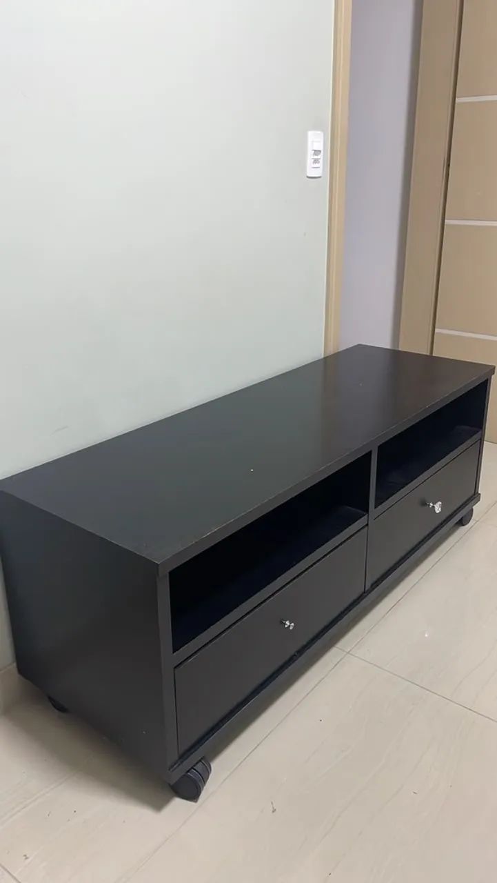 Rack de madeira tok stok preto 