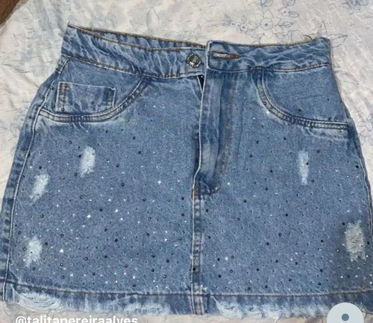 Mini saia jeans 42 com brilho 
