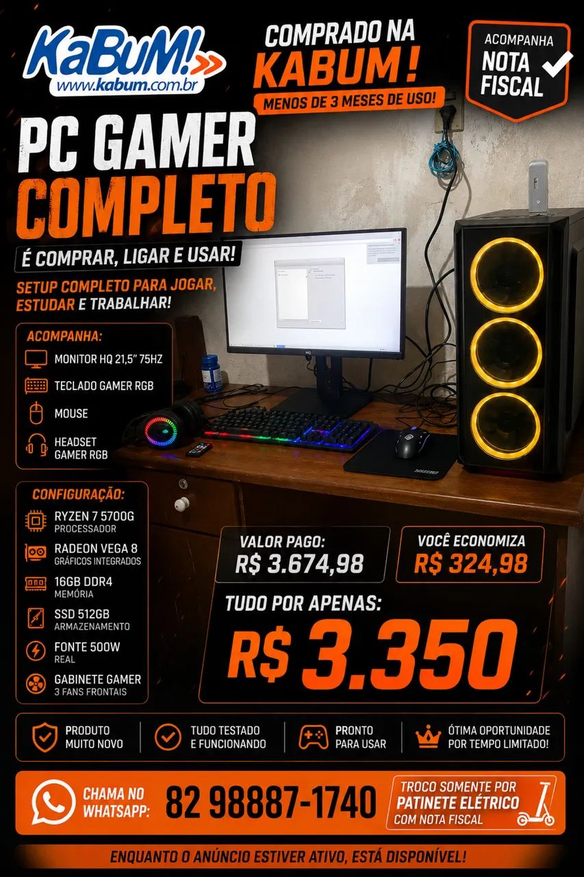 PC GAMER COMPLETO - É COMPRAR, LIGAR E USAR. - Foto 3