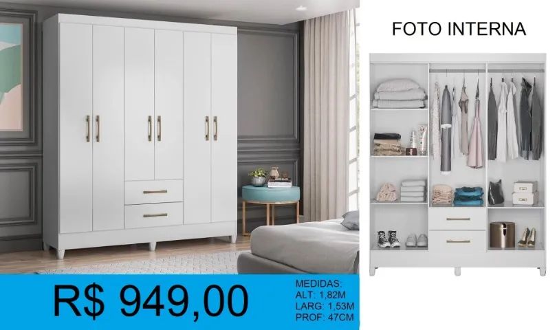 Guarda roupa casal compacto - compre hoje e receba amanhã 