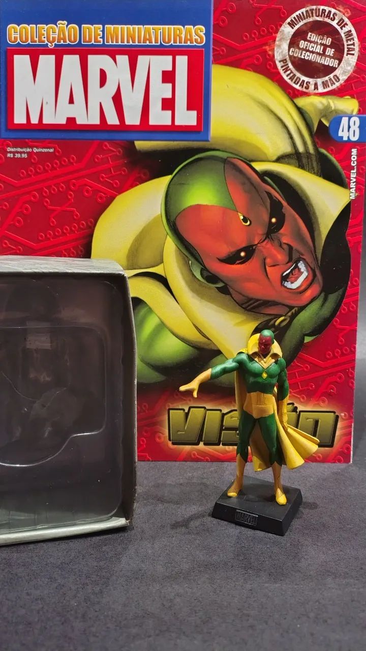 Miniatura Marvel Eaglemoss Visão (Vision) - Perfeito + Fasc. 48 e Embalagem