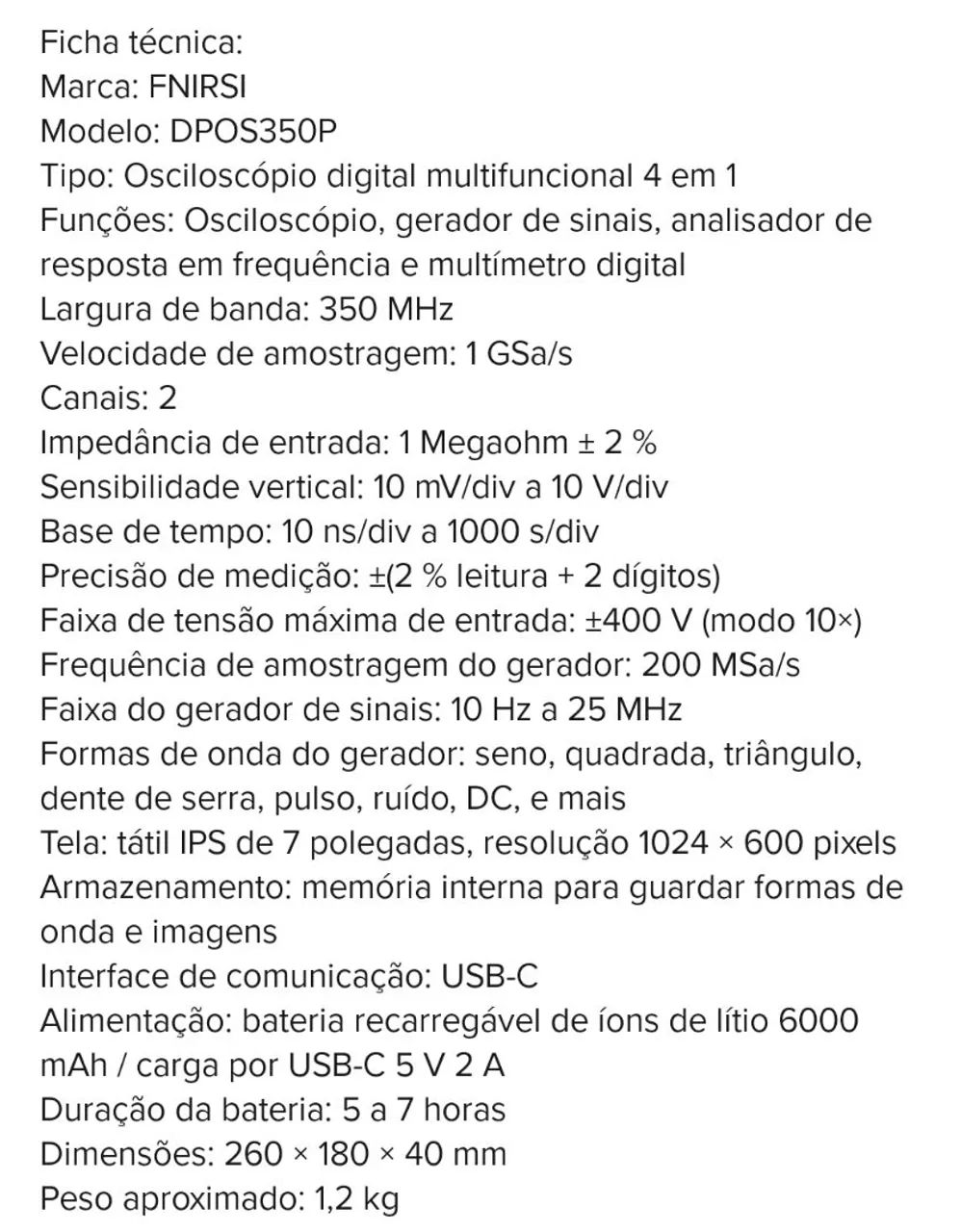 Osciloscópio Fnirsi 350Mhz - Foto 5