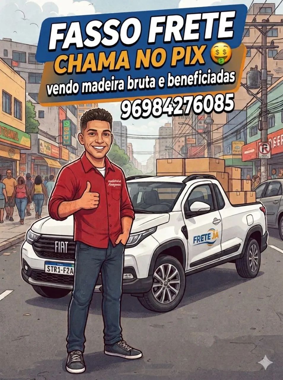 Fasso mudança e também trasporte de madeiras , só não trabalho com areia e secho 