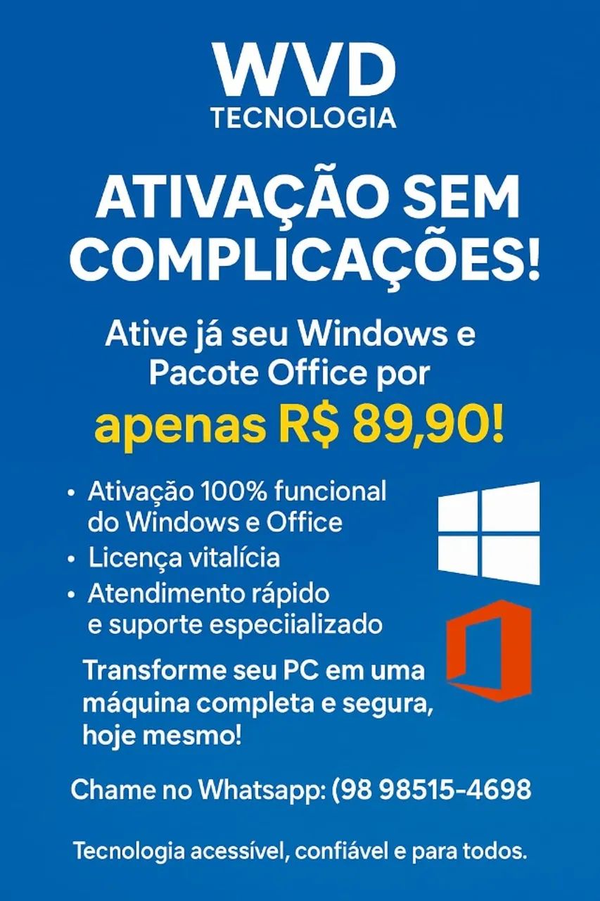 ATIVAÇÃO WINDOWS E PACOTE OFFICE - Serviços - Fátima, São Luís