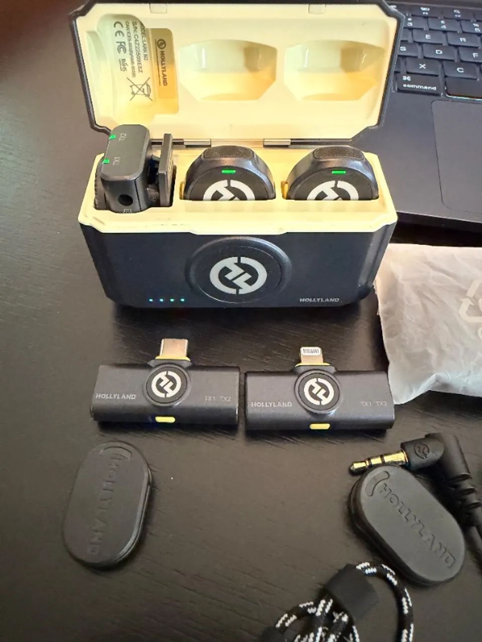 Microfone Hollyland Lark M2 Combo - Estado de Novo - USB-C, Lightning e Câmera
