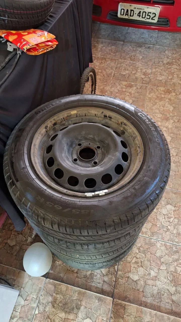 Roda 15 com pneu furacao 4x108 ford cintroen Peugeot  - Foto 3