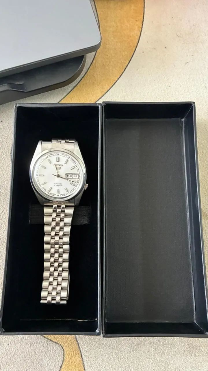 EXCLUSIVIDADE! Relógio Automático Seiko 5 7S26 Fundo Branco Caixa 36mm - Foto 3