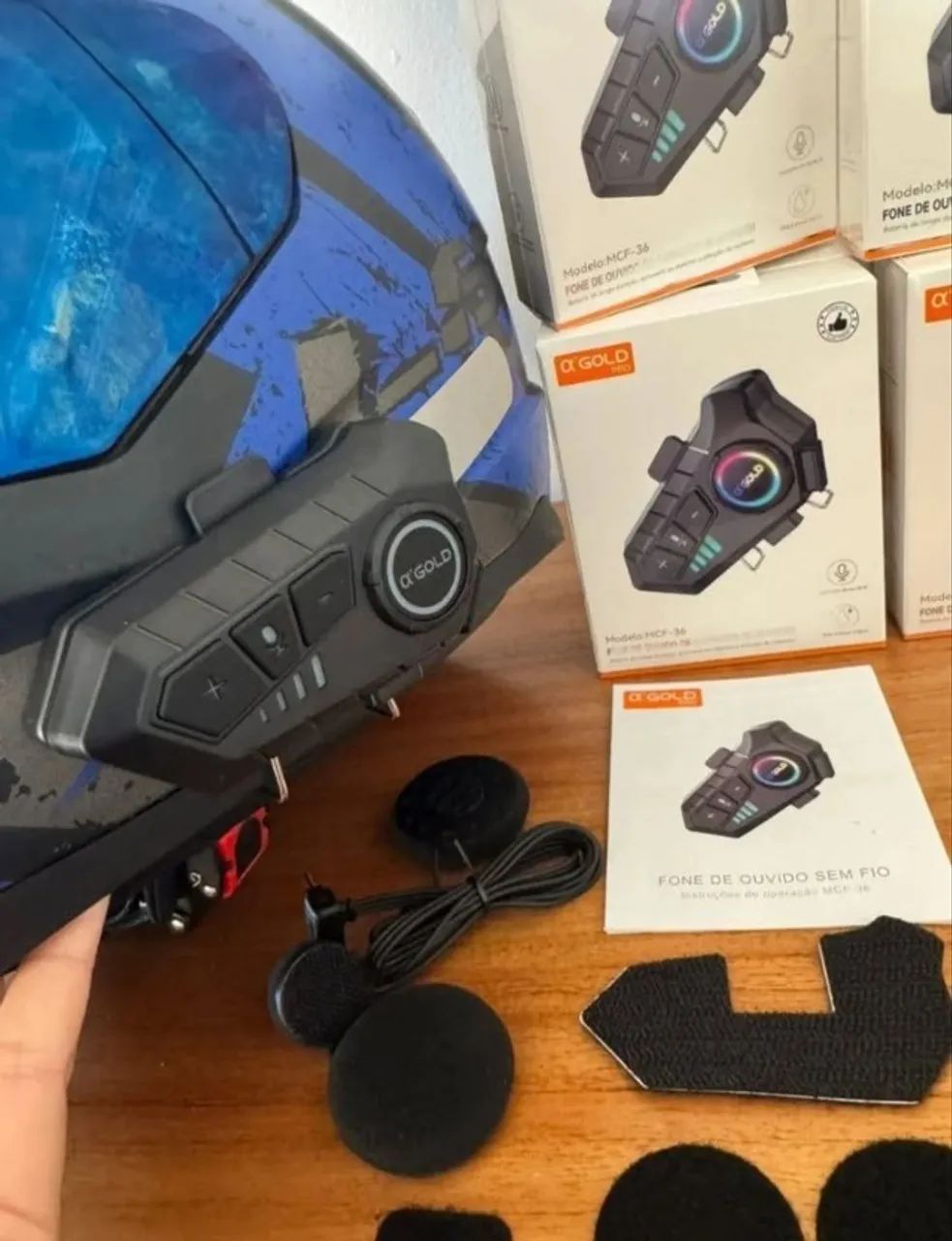 fone de ouvido Bluetooth para capacete A'Gold MCF-36