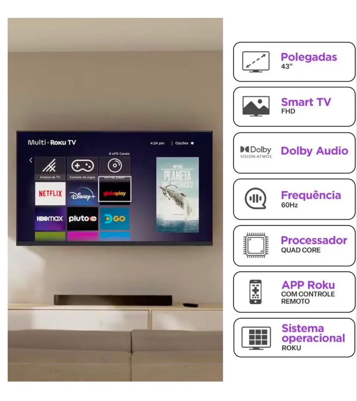  TV 43? MULTILASER ROKU SMART FULL HD - Foto 2