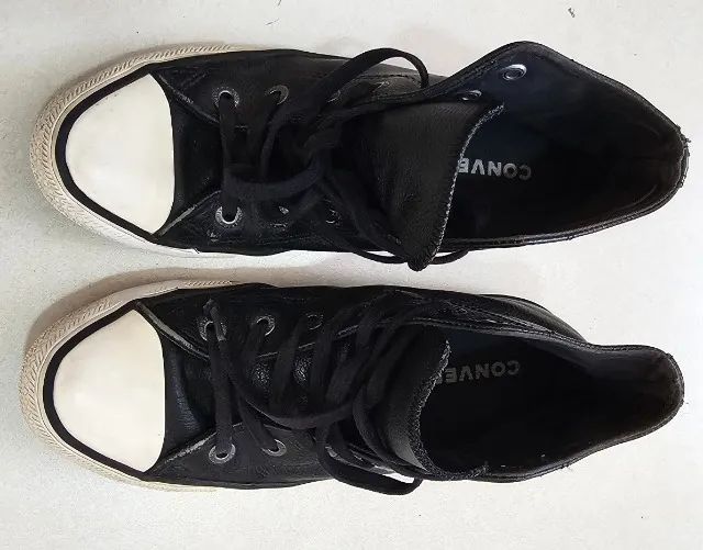Converse All Star Couro Preto Chuck Taylor - Foto 3
