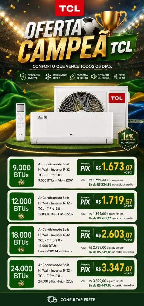 Ar condicionado com 7 dias pra entrega