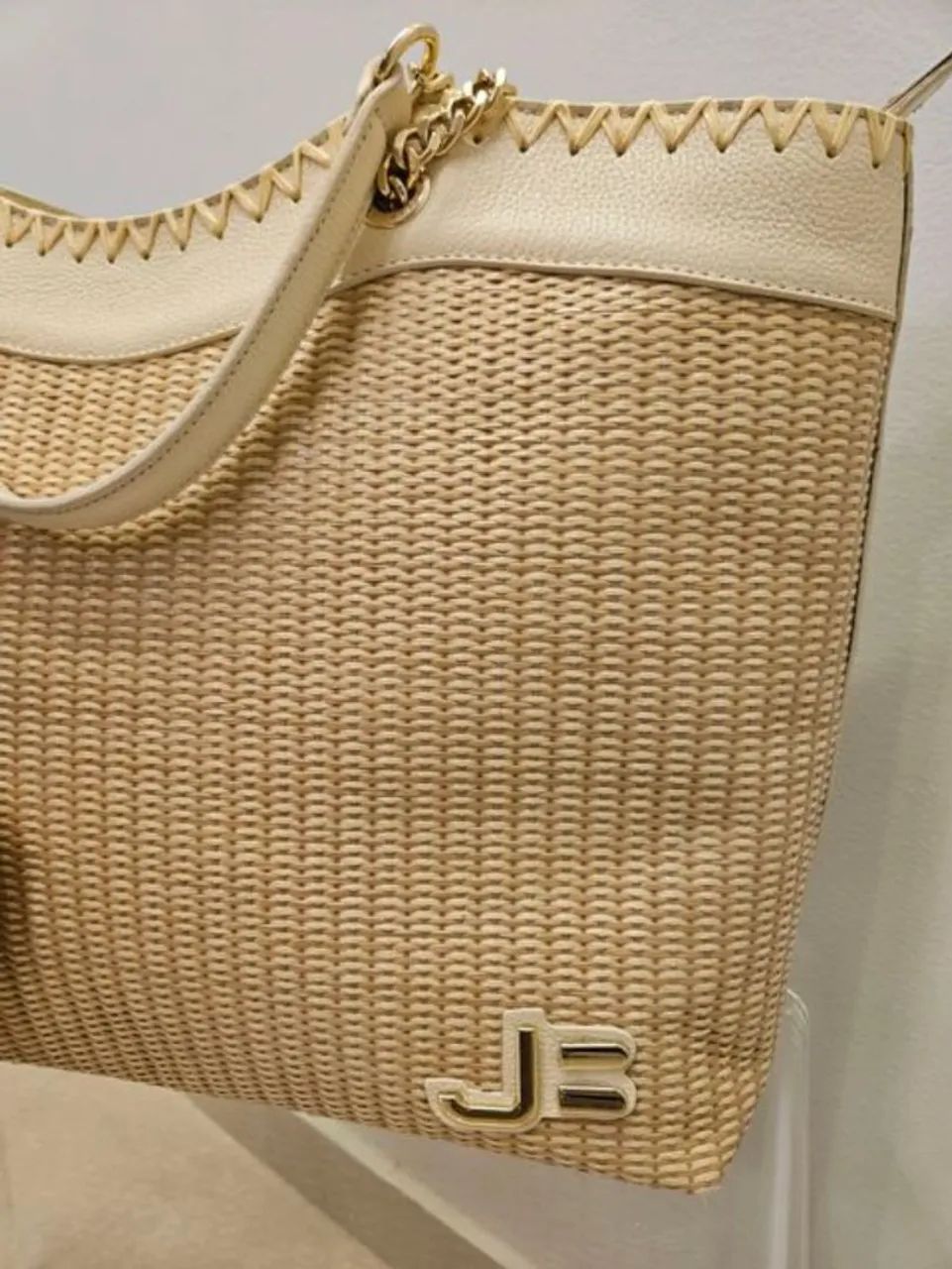 bolsa de ombro jorge bischoff palha bege - Foto 2