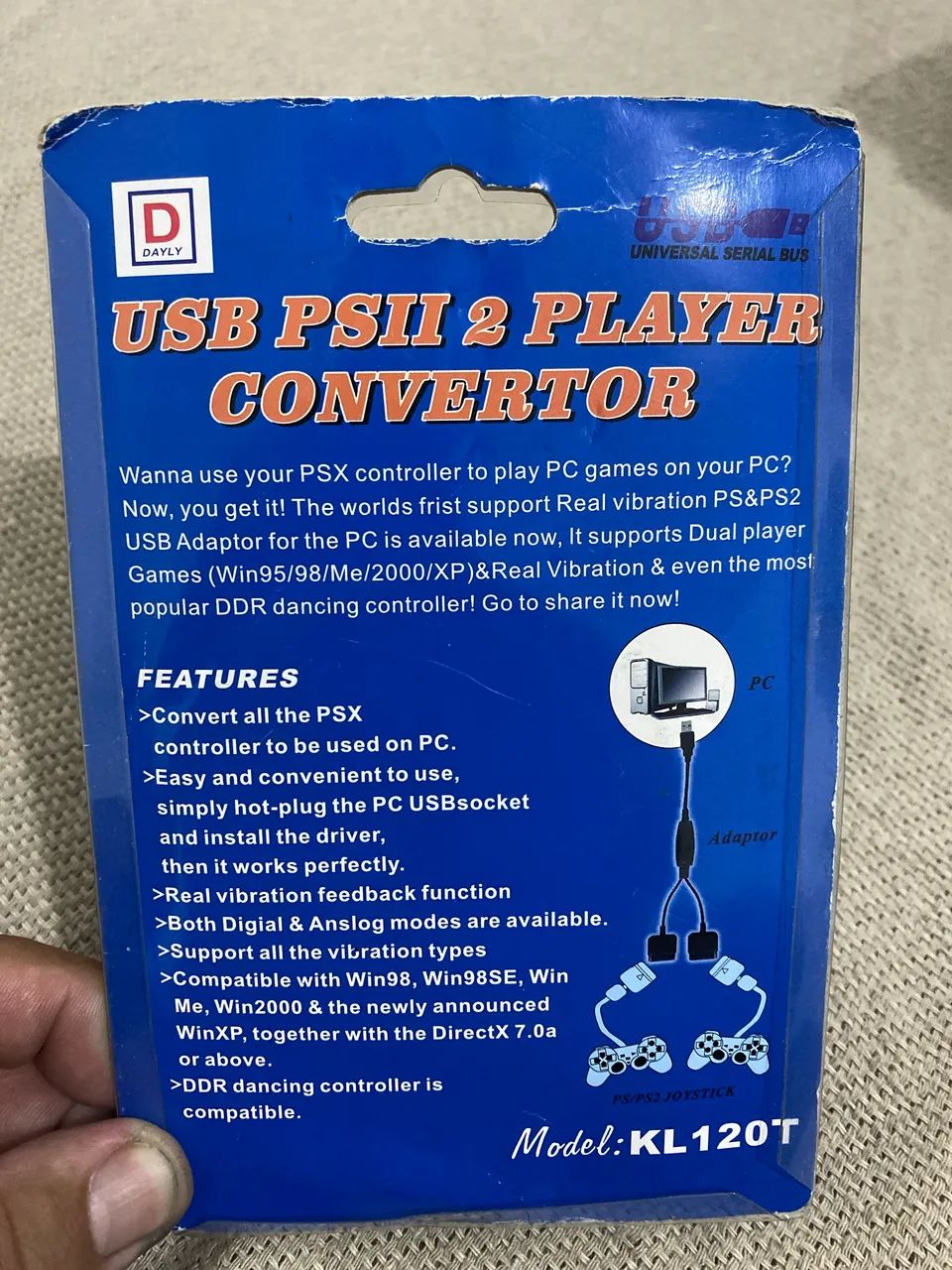 Conversor USB p PS/2 Player Converter for PC PS 2 Controle - Foto 3
