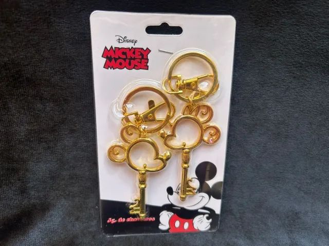 kit de chaveiros dourados mickey & minnie - disney - Foto 3