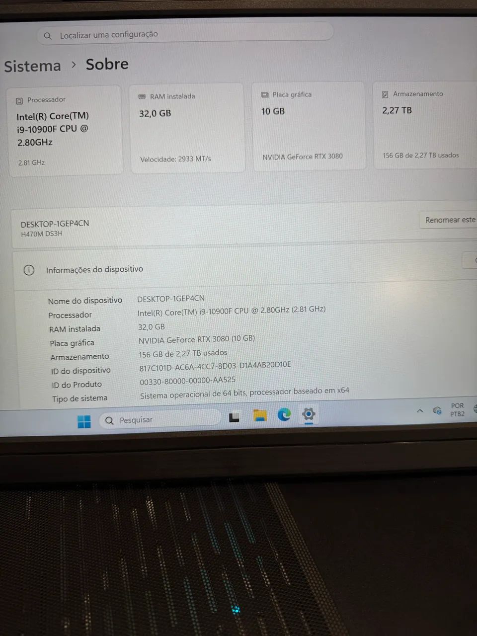 Pc game topo de linha rtx 3080 32ram 2tb  - Foto 3