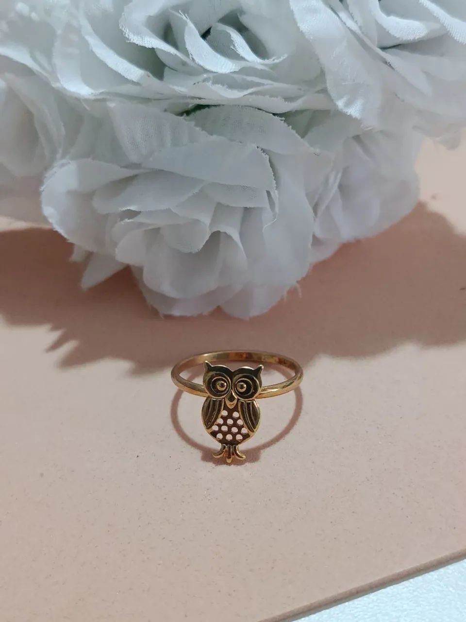 Anel folheado coruja