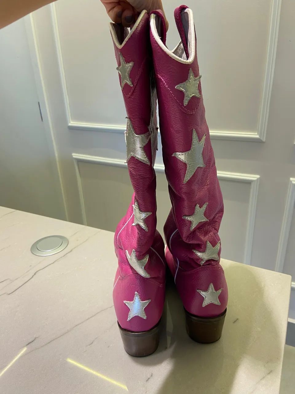 Bota rosa couro legítimo número 36  - Foto 2