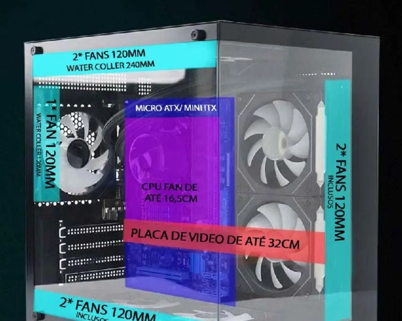 Gabinete Gamer GB1796 MICRO ATX VIDRO  - Foto 3