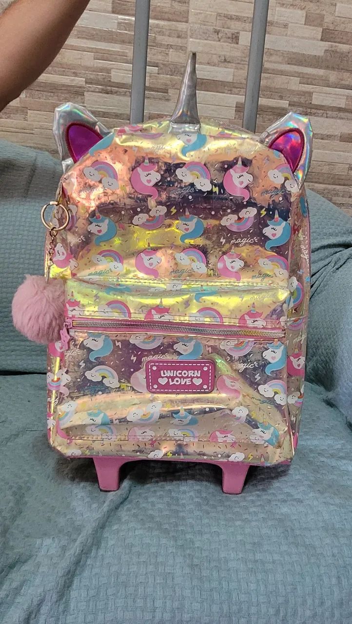 Mochila de rodinhas unicórnio e Lancheira  - Foto 5