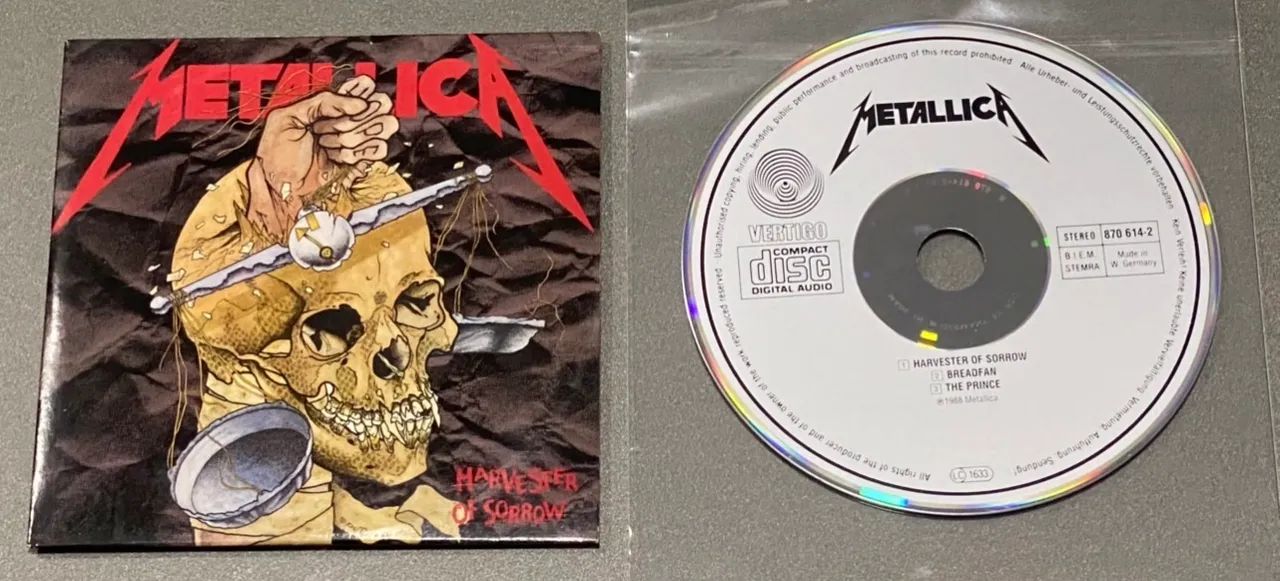 Cd Metallica Harvester of Sorrow single alemão importado raro Cd Metallica Harvester of Sorrow single alemão importado raro