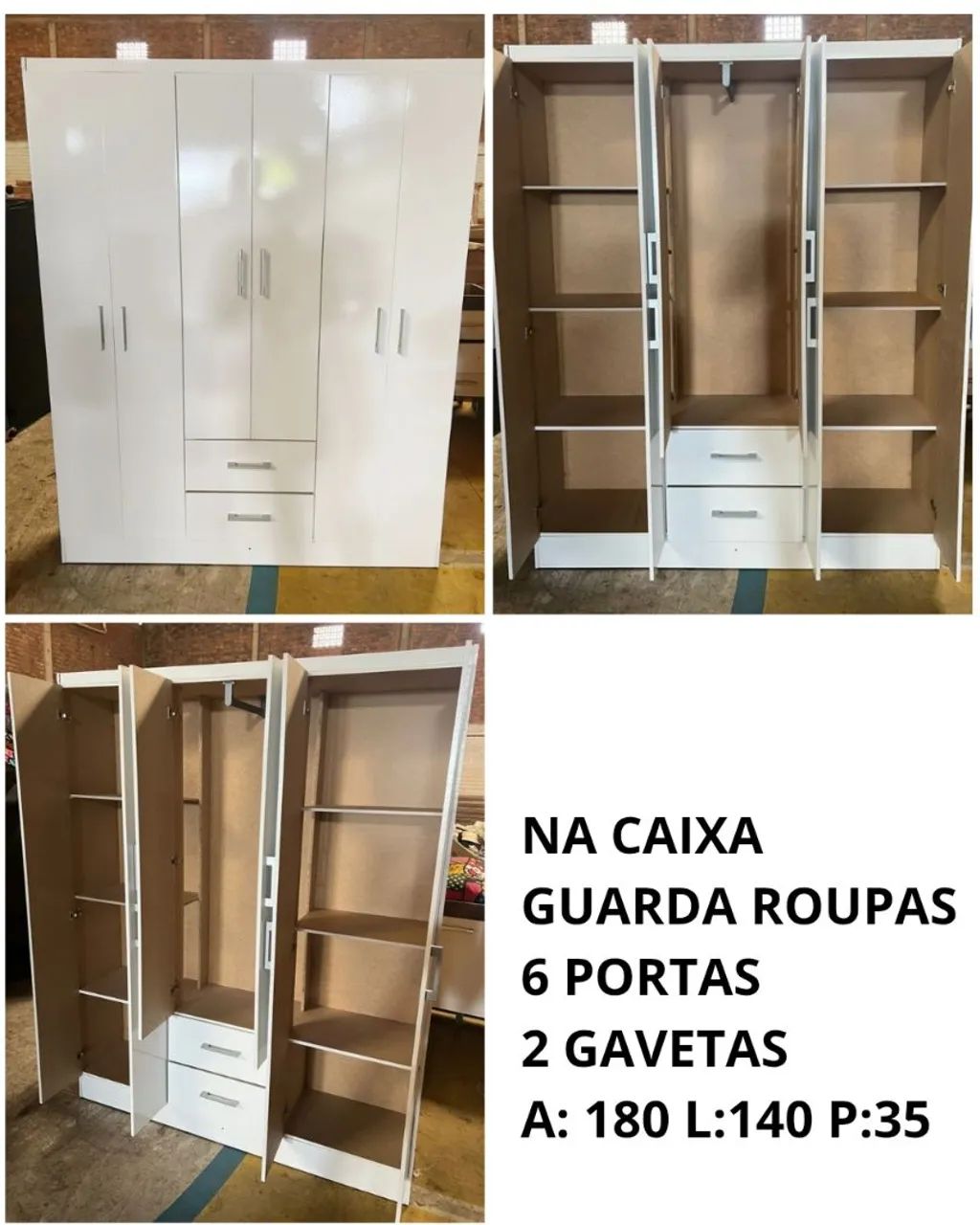 Roupeiros Guarda Roupas 2, 3, 4 e 6 Portas NOVO Solteiro Casal a partir 216,00 - Foto 3