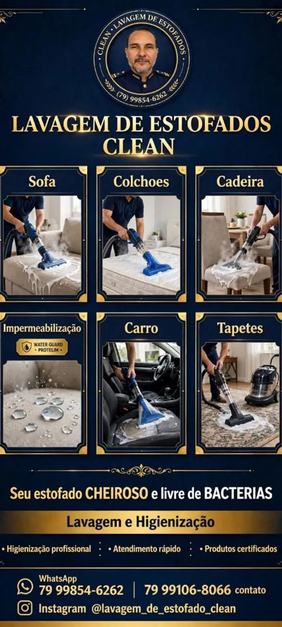 Lavagem de estofados e higienização e impermeabilização 