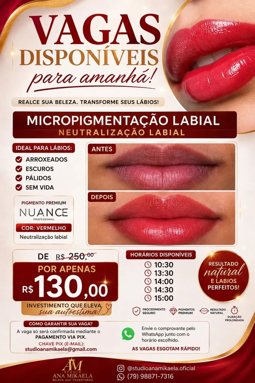 Micropigmentação de sobrancelhas e labial 
