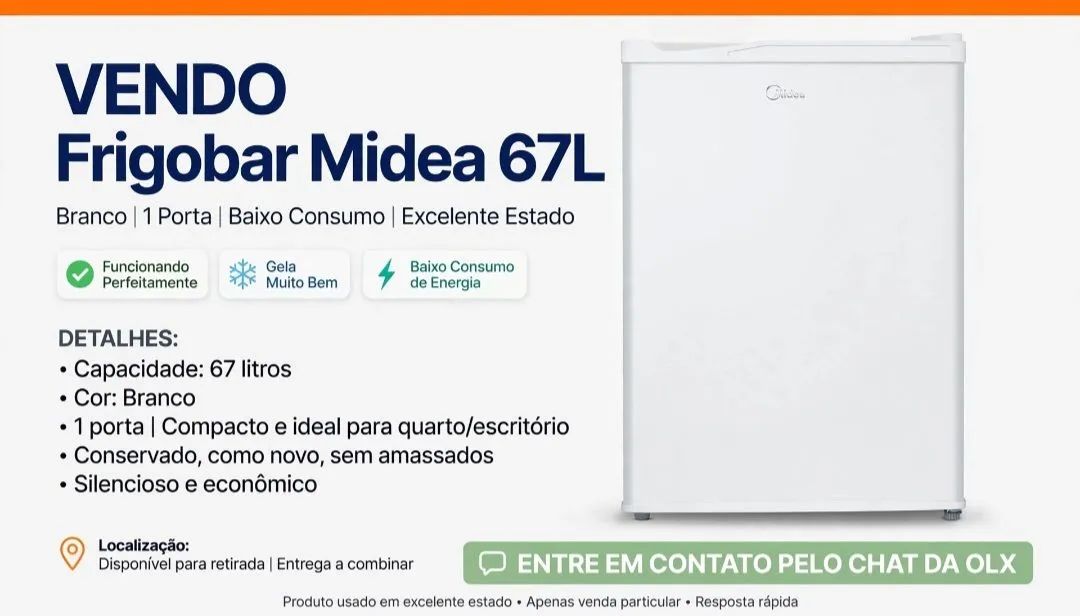 Frigobar Midea 67 Litros Branco