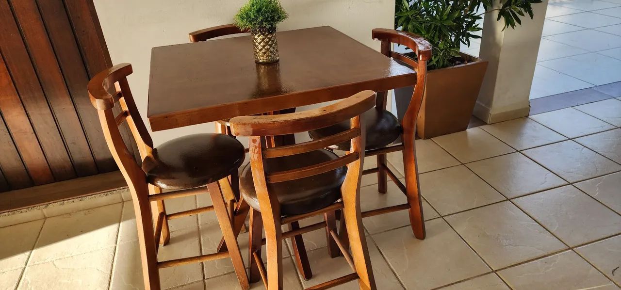 Conjunto de mesa com banquetas, madeira maciça  - Foto 4