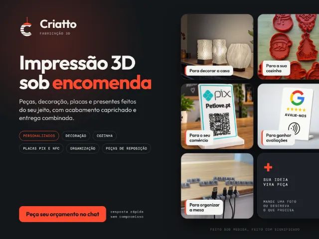 Impressão 3D sob encomenda | Criatto