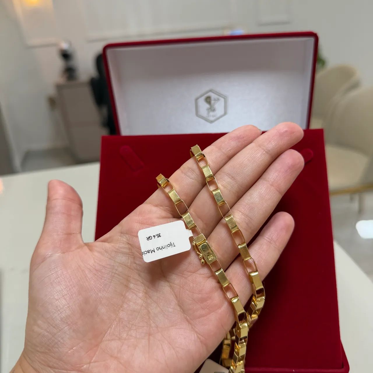 Corrente Tijolinho maciça ouro 18K - Foto 3