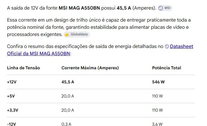 FONTE MSI MAG A550BN, ATX 550W  - Foto 5