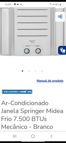 AR CONDICIONADO JANELA SPRINGER MIDEA 7500 BTEUS 