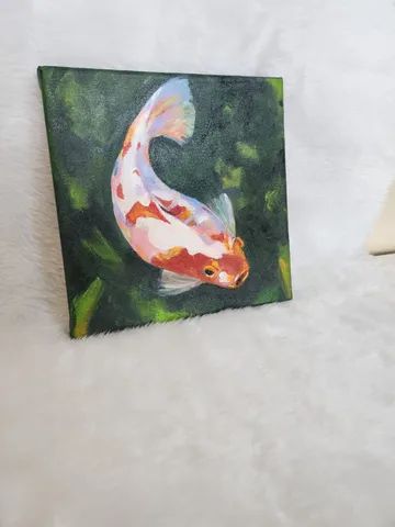 Quadro de Peixe em pintura acrílica tela 20x20 - Foto 3