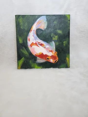 Quadro de Peixe em pintura acrílica tela 20x20 - Foto 4