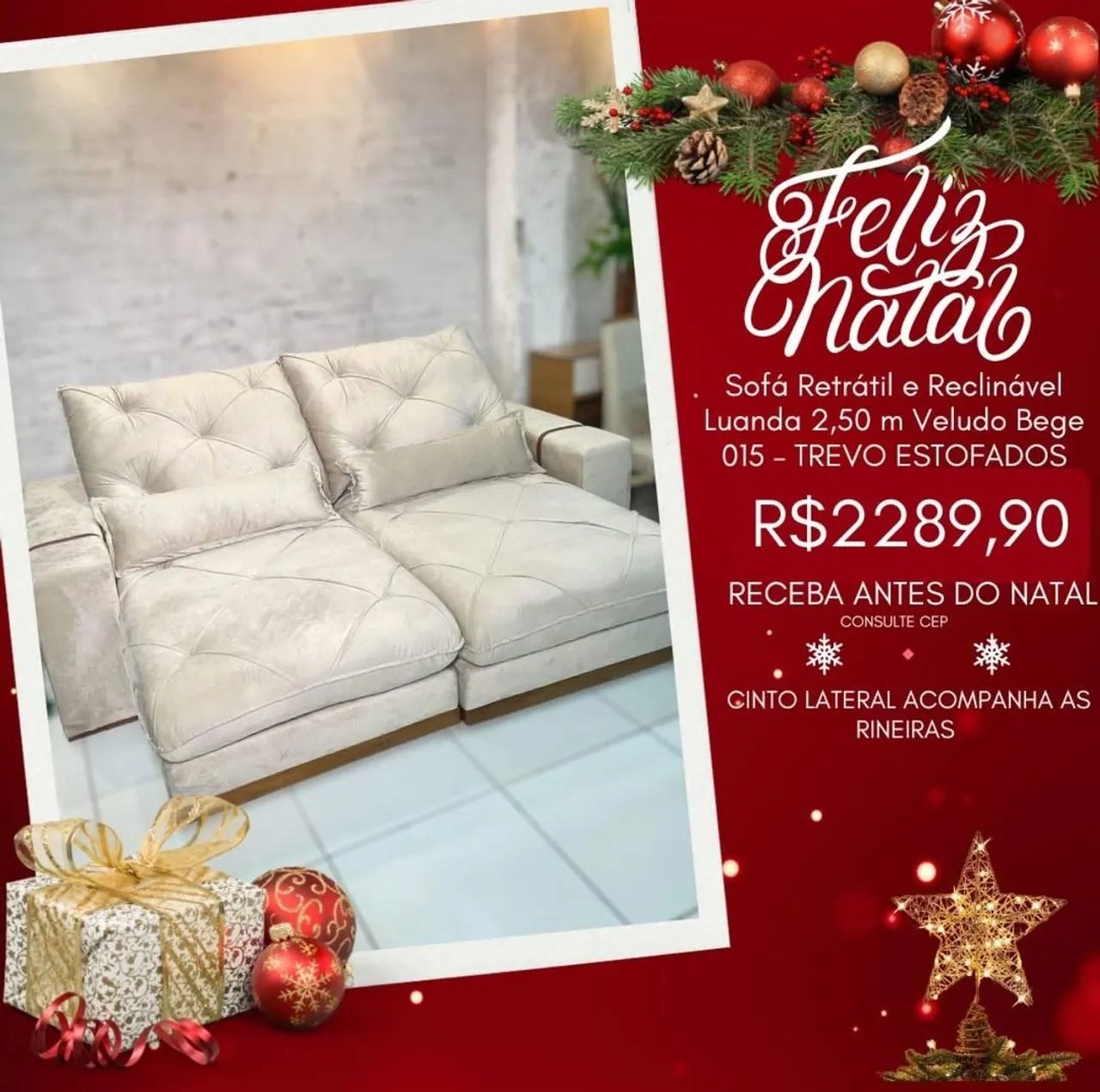 Sofá 3 Lugares Retrátil 2,30m - Entrega grátis  - Foto 5