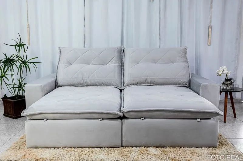 Sofá Retrátil Reclinável Blonde 2.50m Espuma D33 Soft Molas Bonnel rf654 - Foto 2