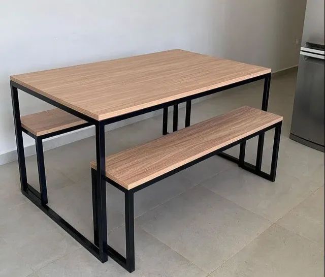 Mesa estilo industrial com bancos para 6 lugares - Foto 2