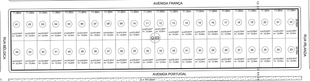 2 Terrenos 11x25 Jardim Europa lado a lado