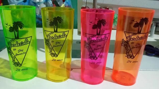 Copos long drink neon ou transparente personalizado  - Foto 3