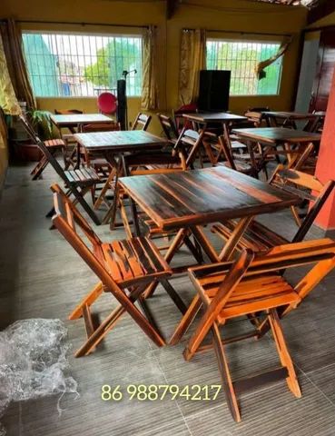 MESAS E CADEIRAS RÚSTICAS DOBRÁVEIS  - Foto 5