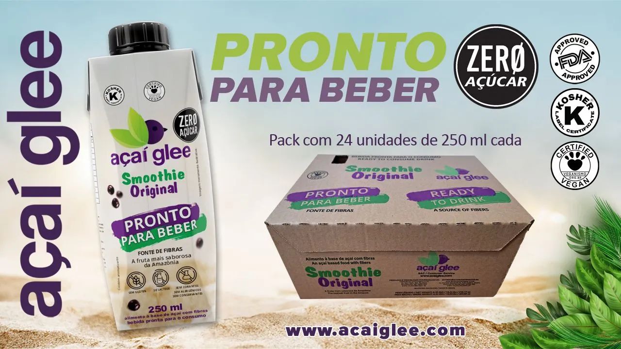 Açaí Glee Smoothie Original ZERO AÇÚCAR (24x250ml) - Foto 4